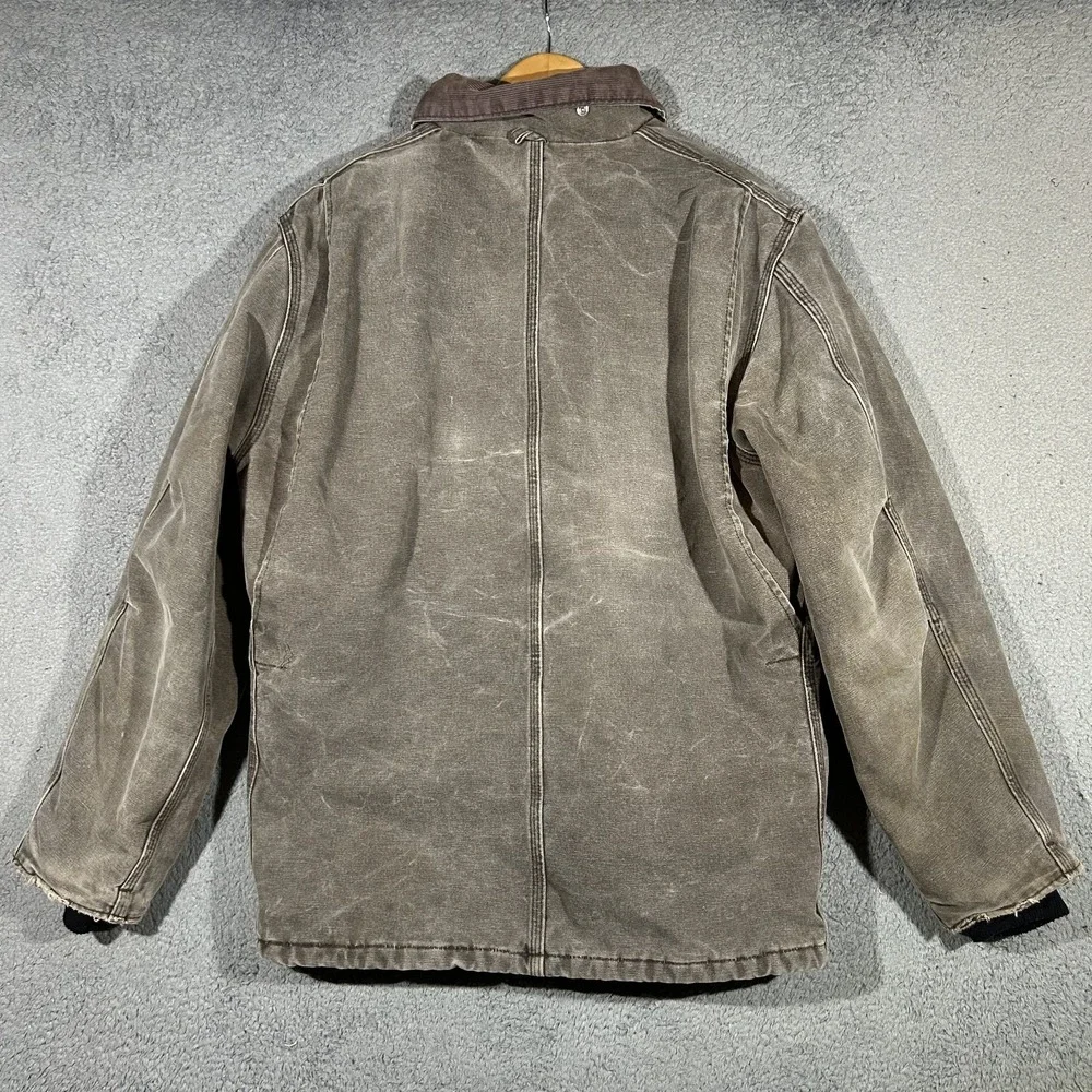 VINTAGE Carhartt Jacket Mens Large Brown Duck Quilt Lined Corduroy Collar C26CHT